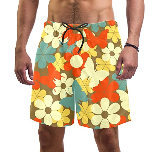 Short de plage à séchage rapide pour homme maillot de bain fleurs colorées