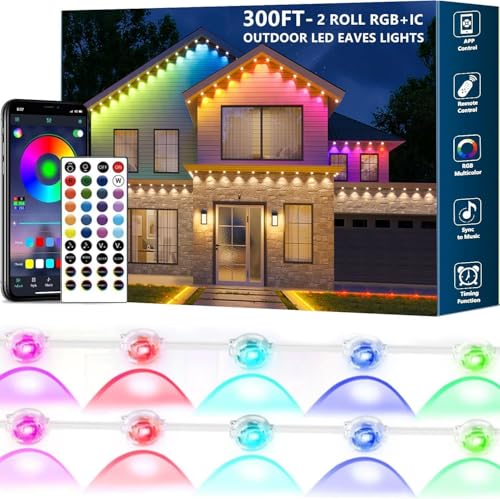 Sxlofty 300FT Permanent Outdoor Lights for House,RGB+IC Smart Outdoor Decor,Scene