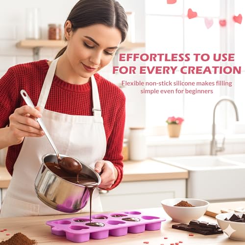 Image of HKNMTT Heart Molds Silicone Valentine's Day Chocolate, Small 10 Love Conversation Shapes Truffle Gifts Bite Size 3D Rose Candy Mould Gummy Jello Gelatin Cute Wax Melt Ice Cube Handmade Soap DIY Making