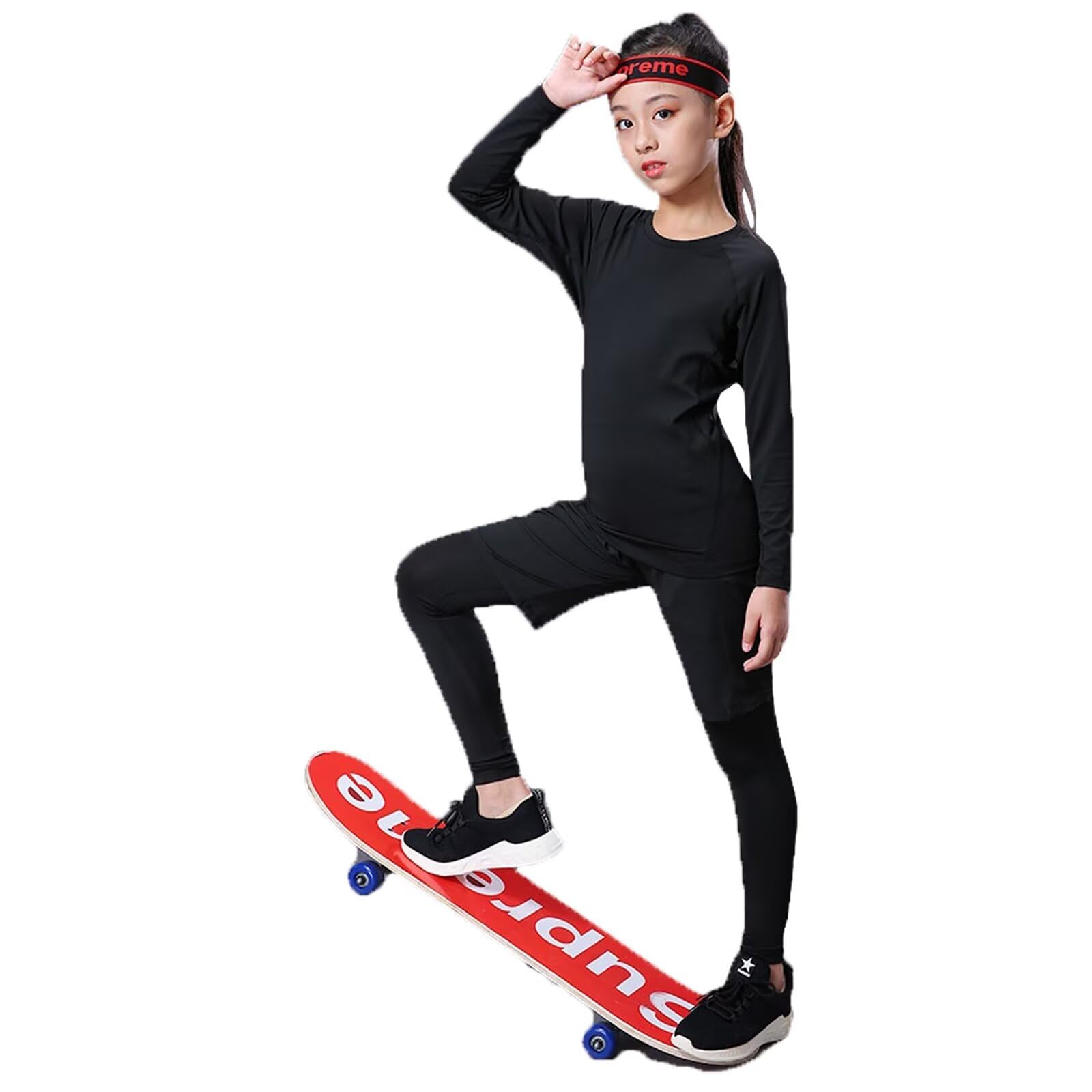 sous Vêtements Thermique Enfant Ensembles Thermiques Garçon Sport Football et Ski Séche Rapide Fonctionnel Underwear Longues Caleçon & Leggings Set pour Unisexe 4-12 Ans