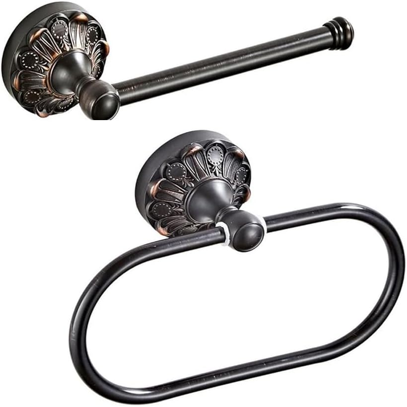Antique Black Toilet Roll Holder+ Towel Ring Holder Brass Material Toilet Paper Holder Towel Storage Wall Mounted