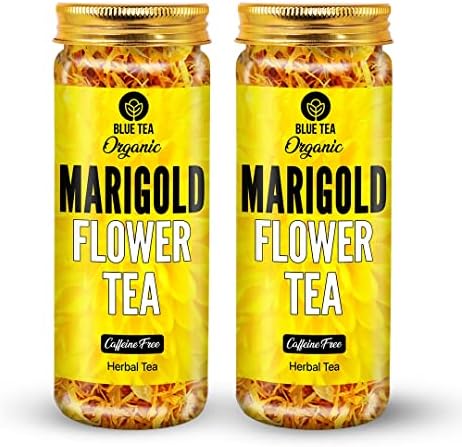 BLUE TEA - Marigold Tea - 25 gm - 50 Cups (Pack Of 2) | DETOX TEA | Caffeine Free - Flower Based - Herbal Tea - Gluten Free - Non-Bitter | Pet Jar Pack