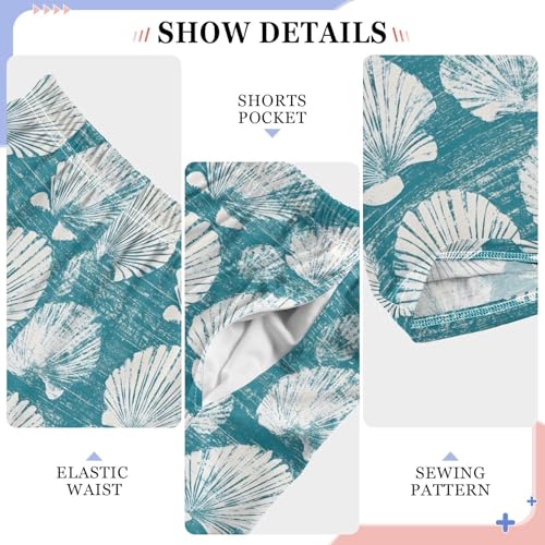 Pajama Pants Teal Turquoise Seashells PJ Bottoms Sleepwear Lounge Sleep Pant with Pockets4