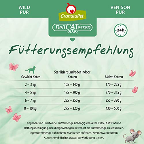 GranataPet DeliCatessen Wild PUR, Nassfutter für Katzen, Futter ohne Getreide & ohne Zuckerzusätze, Katzenfutter mit hohem Fleischanteil & hochwertigen Ölen, 6 x 400 g