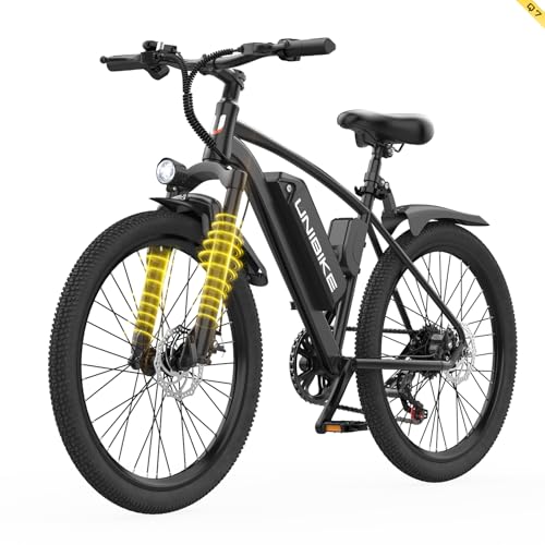 Aairsk Bicicleta eléctrica de montaña de 26 pulgadas, bicicleta eléctrica de viaje con batería extraíble de 36 V, 10 Ah, pantalla LED, freno de disco dual, bicicleta eléctrica de 7 velocidades, MTB