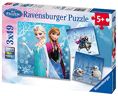 Ravensburger 9264 Disney Frozen Winter Adventures Puzzle Box Kinderpuzzle-09264 Abenteuer im Winterland Kinder ab 5 Jahren, 3x49 Teilen, Teal/Turquoise Green – Bild 3