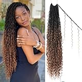 Boho Faux Locs Crochet Hair 30 Inch Goddess Locs 8 Packs Boho Soft Locs Crochet Hair with Curly Ends Pre-looped Long Bohemian River Locs Crochet Hair for Black Women(30Inch, 1B/4/30)