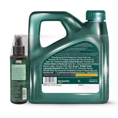 Image of Castrol MAGNATEC 5W-30 - Full Synthetic Engine Oil for Petrol, Diesel, CNG and Hybrid Cars (3L) & Castrol 3-IN-1 SHINER for Cars and Bikes (100ML) - Combo Pack