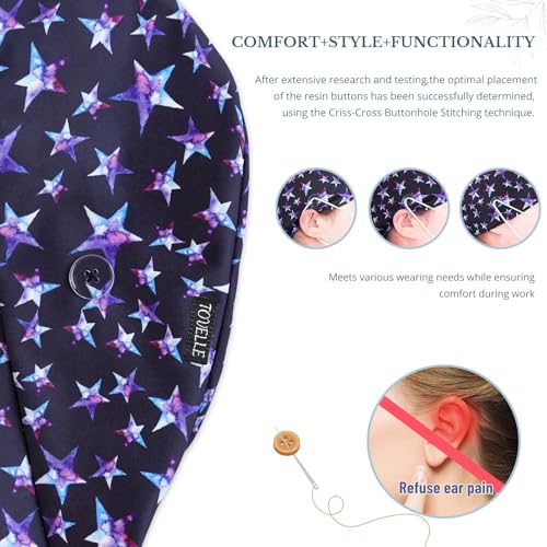 Image of Scrub Caps for Men and Women with Buttons, Classic Surgical Caps