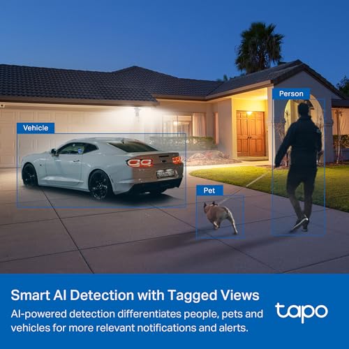 Image of Tapo TP-Link 2K QHD Floodlight Camera for Outdoor Security, Wired, 2800 Lumens, 270 Motion-Activated, Free Vehicle /Person Detection, No Subscription Required, Works w /Alexa & Google (Renewed)