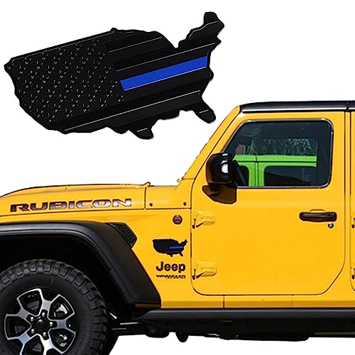 Image of XMUINT Metal American Flag Map Emblem,3D Patriotic Support USA Flag Decal Sticker US Alloy Badge, Alloy Bumper Fender Door Window Trunk Engine Hood Decal for Car Truck SUV Black Blue