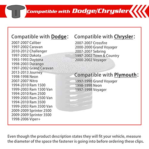 Image of OTUAYAUTO 30Pcs Cowl Clips 6503339 - Replacement for Dodge Jeep Plymouth Nylon Push Type Trim Retainer Clips