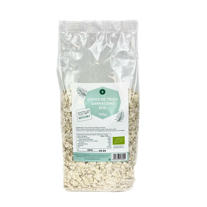 PLANETA HUERTO | Copos de Trigo Sarraceno ECO 500g – Sin Gluten, Rico en Omega 3 y Omega 6