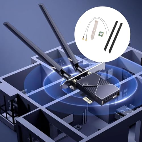 Dpofirs Tarjeta WiFi 6E PCIE, Adaptador de Red Inalámbrico de Triple Banda para Windows 11 10 con OFDMA MU MIMO y Encriptación WPA3 para PC de Escritorio miniatura 2