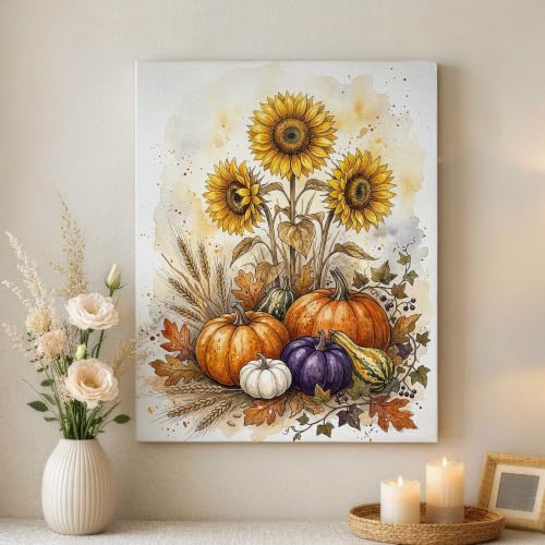 Lienzo decorativo de calabazas amarillas para colgar en el dormitorio