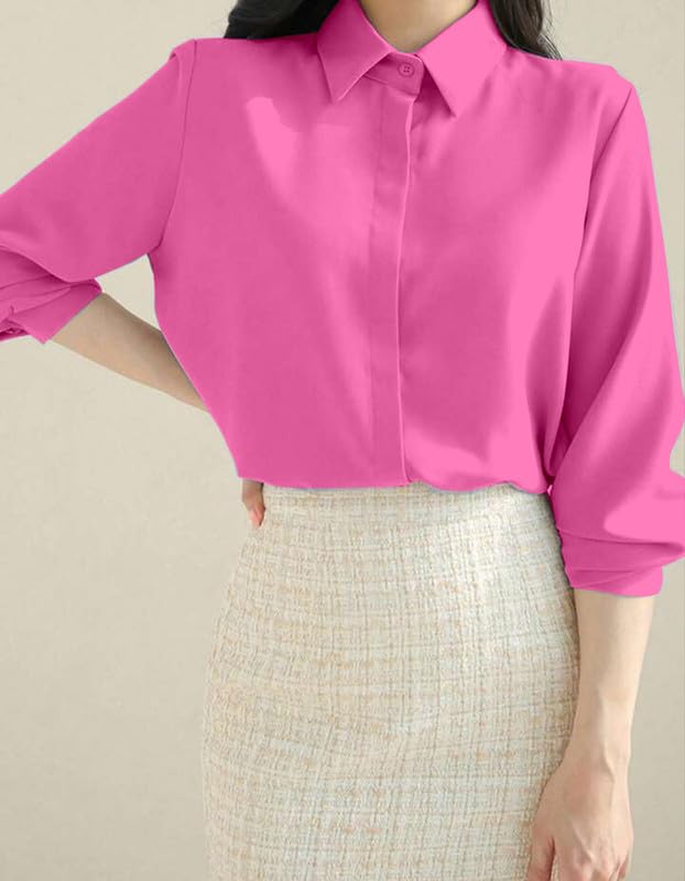 Image of Women's Regular Fit Korean Style Shirts | Stylish Western Shirt with Concealed Placket | Casual & Office Wear Shirt for Women