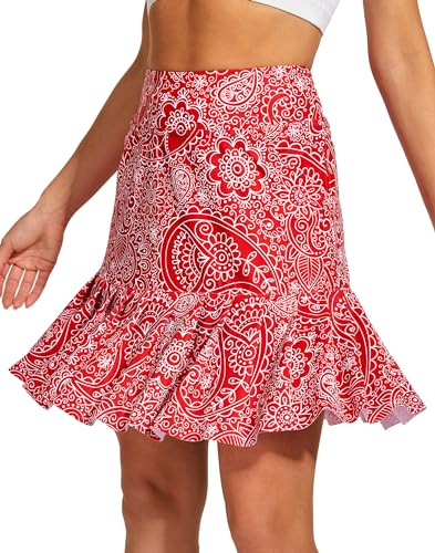 M MOTEEPI Tennisrock Damen Hosenrock Skirts Skort 19' Knielang Ruffle...