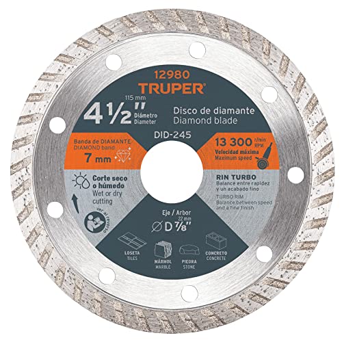 Truper DDT-1513T, Disco rin turbo, usos generales, 4 1/2'