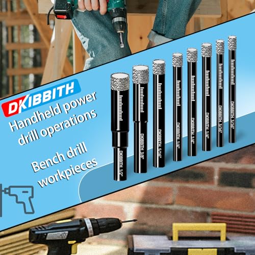 5-Pack 1/2" Diamond Core Drill Bits Set, 12mm Tile Drill bits for Ceramic Porcelain Marble Granite Tile Stone Glass Brick, Integrated Coolant for Fast Dry Drilling, Round Shank, with Storage Case by DKIBBITH - Image 6