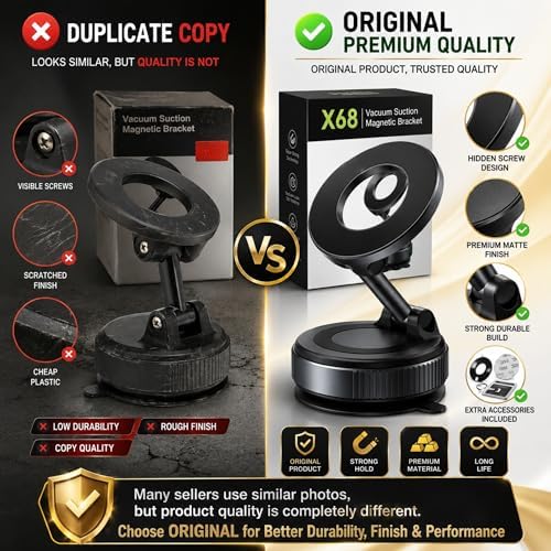 Image of DETACHI Car Phones Holder, 360Vaccum Magnetic Phone Car Accessories, Quick Install, Secure Grip, Mobile Holder for Car Interior Compatible with All Mobile (Extended)
