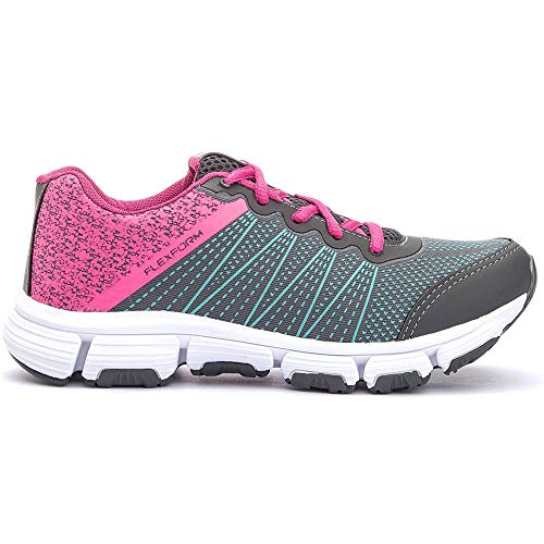 Tênis Feminino Esportivo com Cadarço Cinza e Pink e Squeeze Cor:Cinza;Tamanho:35;Gênero:Feminino