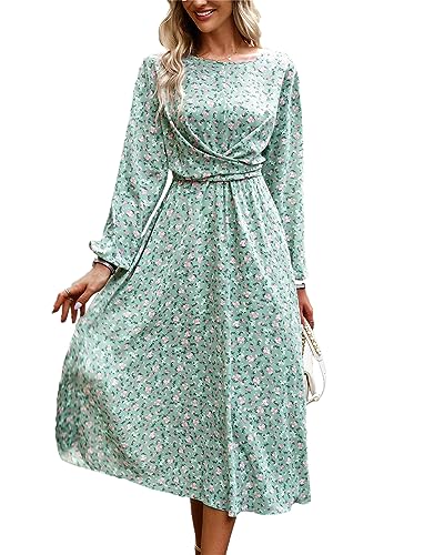 GSKS Vestido largo de satén de manga corta para mujer, con botones y cinturón, vestido camisero largo, Verde claro, S