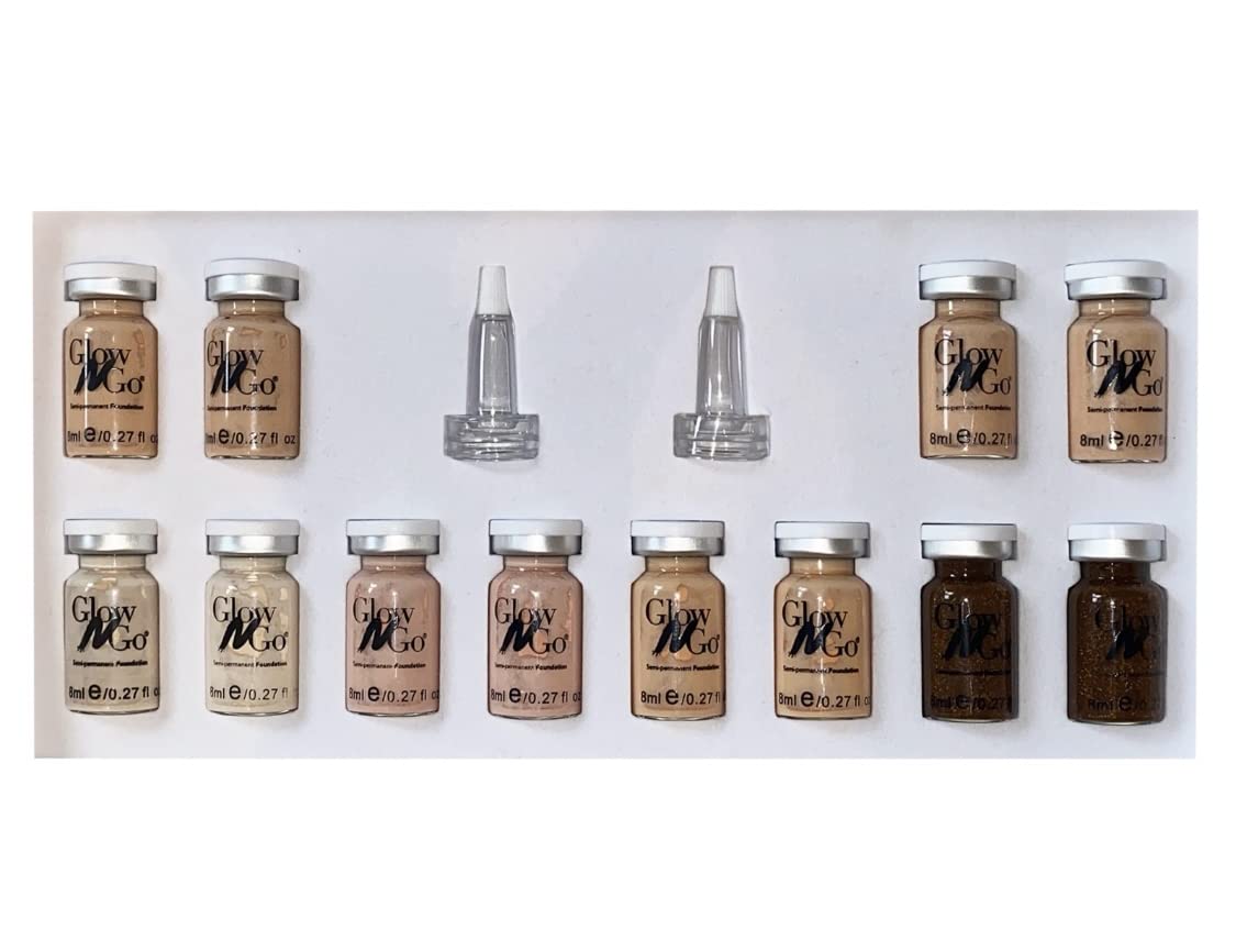 Glow N Go Lot de 12 flacons de fond de teint semi-permanent 8 ml