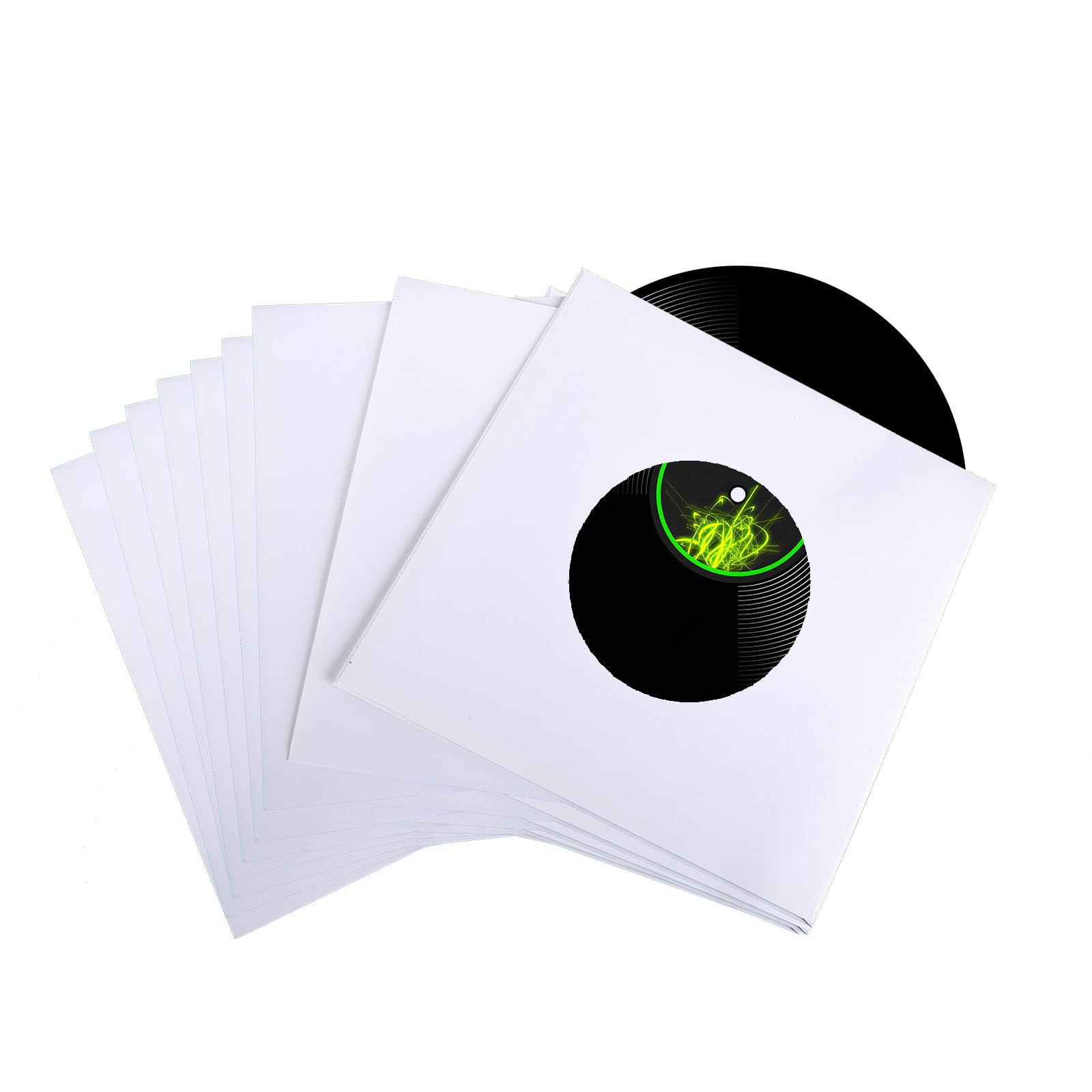 60 fundas de papel para discos de vinilo de 7 pulgadas, fundas de papel de 45 RPM, cubiertas de protección con agujeros para discos de vinilo, cubiertas exteriores cuadradas para