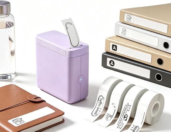 CHIVALZ Mini Wireless Thermal Label Printer Portable Sticker Maker, Optional 4 Rolls Label Paper, Graffiti Templates, Clear Printing, Compatible with iOS Android for Home Storage & DIY Labeling