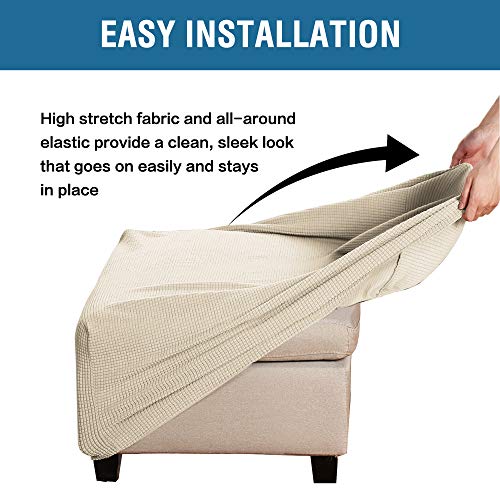 image for H.VERSAILTEX Square Ottoman Covers Ottoman Slipcovers Folding Storage 