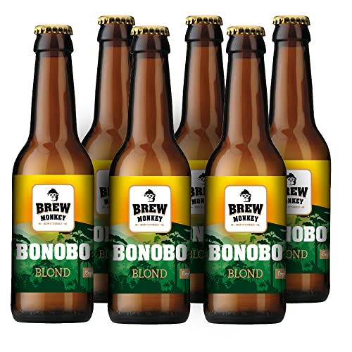Brew Monkey BONOBO Blond Bier 6-pack - 7,5% Vol. - 6x 330ml - PREMIUM BLONDES BIER - Ergänzung für ein Bierbrauset Cover