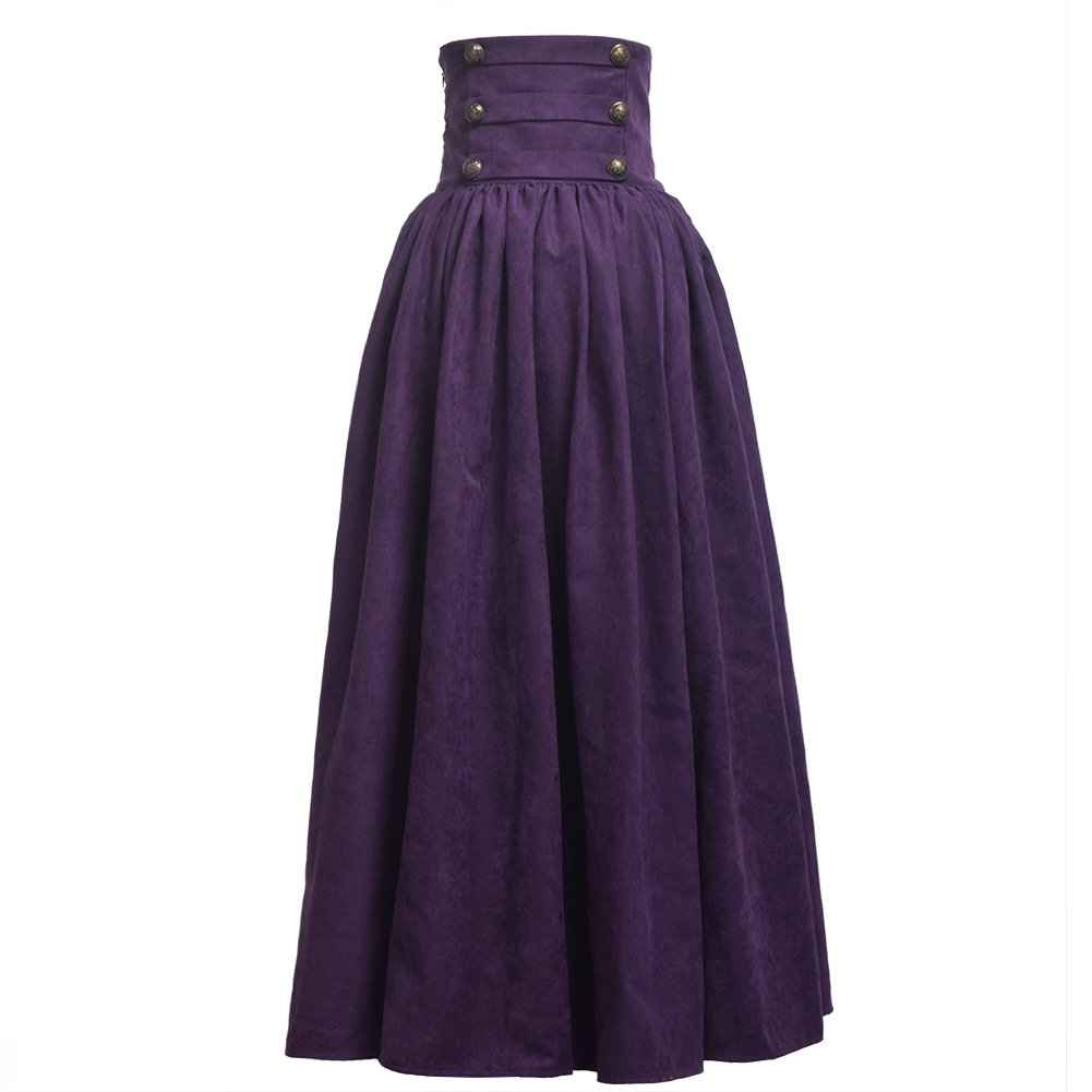 Blessume Women's Purple Gothic Lolita Steampunk High Waist Walking Skirt (Xl, )