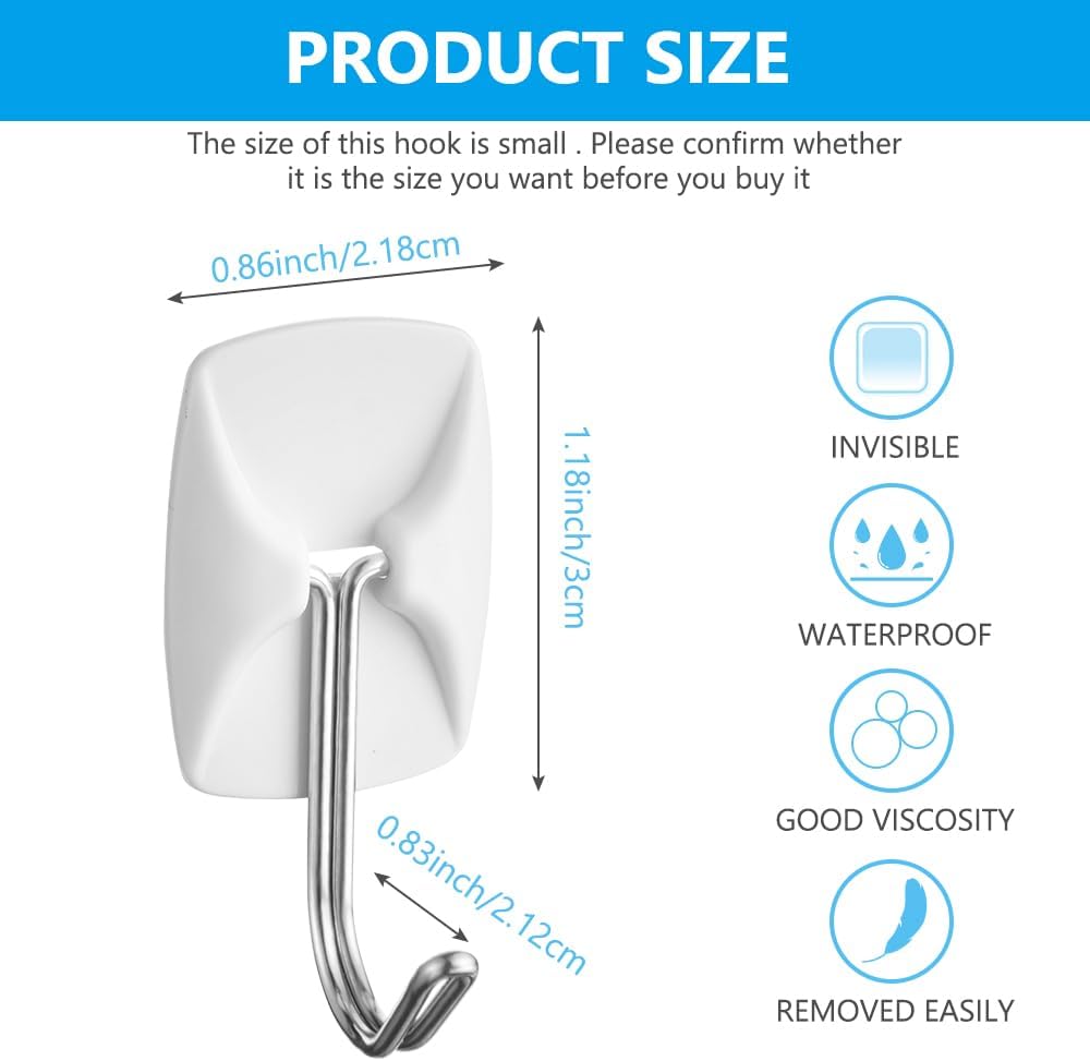 Ainiv Wire Toggle Hook, 16 Small White Hanging Hooks with 24 Adhesive Strips, Damage-Free Utility Sticky Hooks, No Tools Wall Hangers Heavy Duty for Bathroom Kitchen Office Organizers