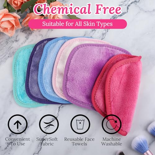 Amabro Reusable Makeup Remover Cloths Soft Microfiber Face Cleansing Cloth Fast Drying WashclothFace Towel For Sensitive Skin Daily Travel Eye Skincare(6 Colors) - Image 2