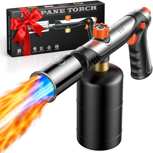 Propane Torch Gun, 3272°F Adjustable Flame Thrower with One-Touch Max Fire | Propane Torch Gun with One-Touch Max Fire, Adjustable Flame Control, Blow Torch for BBQ, Camping & Weed Burner
