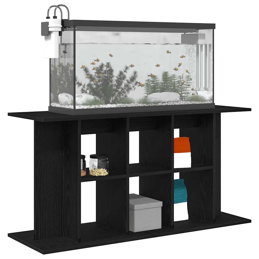 Soporte para acuario de madera de color negro, 120 x 40 x 60 cm, estable, con armario de almacenamiento y estante, estructura de muebles para peces, accesorios y filtro en el salón