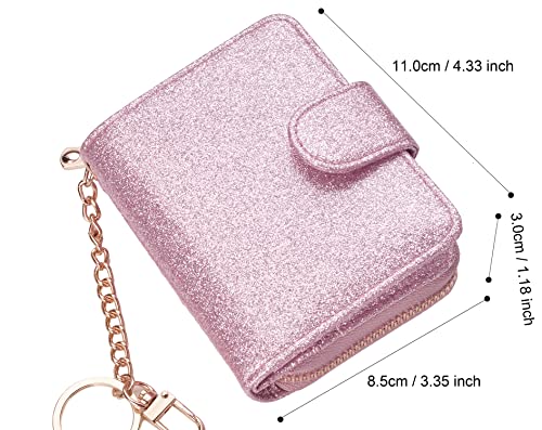Beurlike Women's Rfid Credit Card Holder Organizer Case Leather Security Wallet (Upgrade A (10 Accordion/Key Ring) - Glitter Rosegold) #TOP4