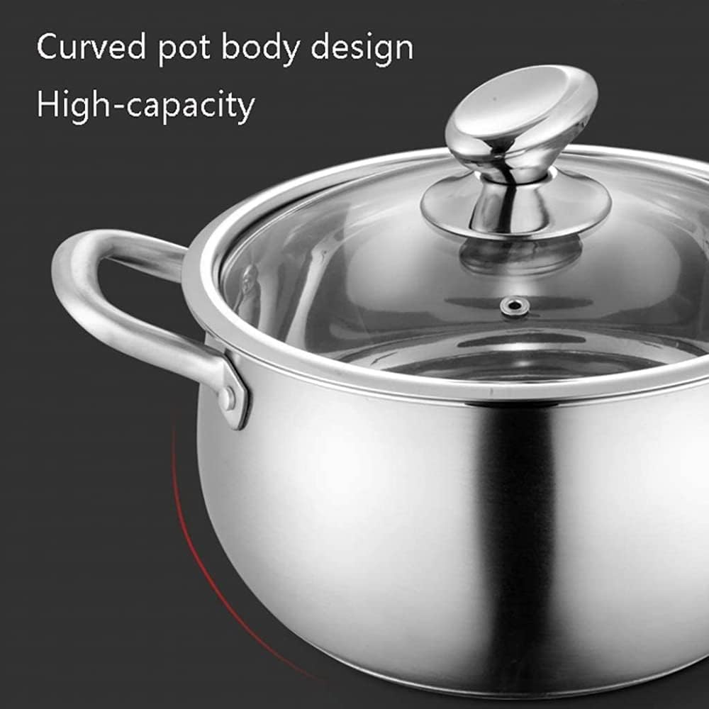 Kochtopf mit Glasdeckel, Schmortopf, Suppentopf aus Edelstahl, Suppentopf mit Deckel, Mini-Schmortopf, große Töpfe zum Kochen