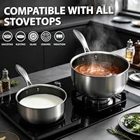 COOKER KING 2 Qt Stainless Steel Saucepan, Small Cooking Pot with Lid — image 5
