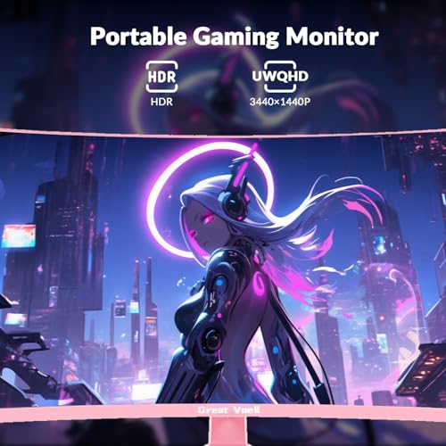 Image of Great voell 34 inch Pink Ultrawide Curved Gaming Monitor - 165Hz, UWQHD 3440x1440, 1500R, 1ms MPRT, HDR, FreeSync, 99% sRGB, HDMI & DP, VESA Mount, Eye Care
