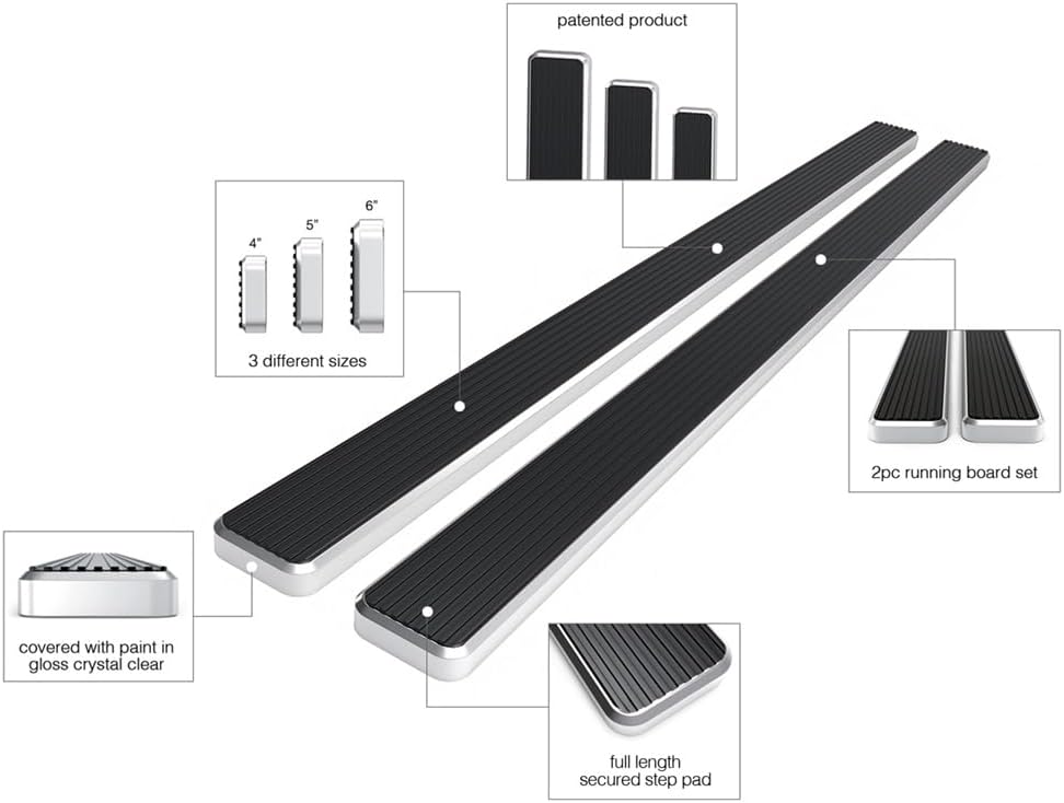 APS (Silver 5in 304 Stainless Steel) Running Boards Nerf Bars Side Steps Compatible with Nissan Frontier 2005-2026 Crew Cab