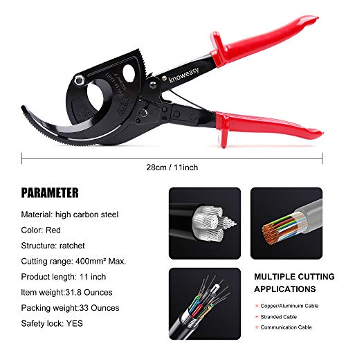 Image of Knoweasy Cable Cutter and Ratchet Wire Cutter Works for Aluminum and Multi-core Cables up to 400mm