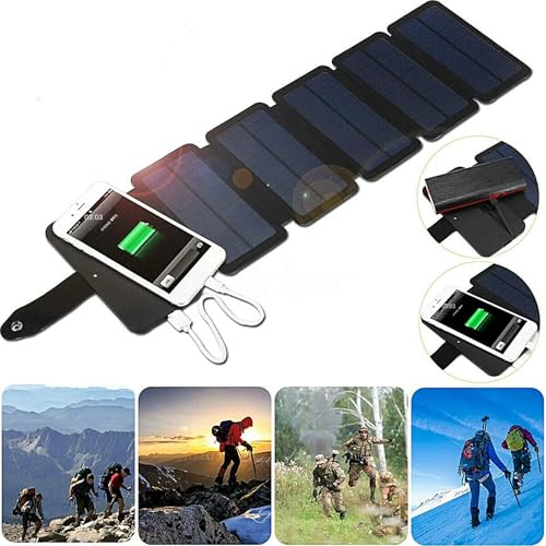 Cargador solar portátil USB y plegable para acampada o teléfonos móviles 5