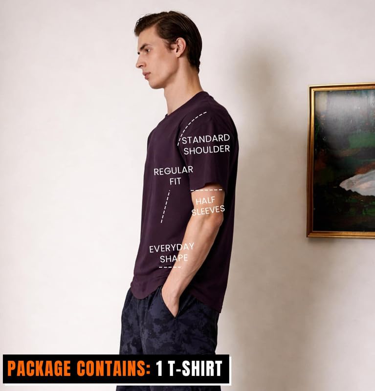 Image of Sleepynuts Men's Regular Fit Round Neck Half Sleeves Solid Casual Wear T-Shirt