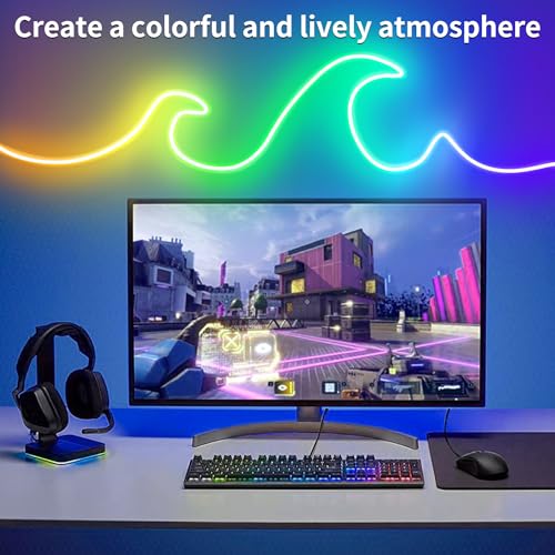 Image of LED Neon Rope Lights 32.8FT,IP65 Waterproof LED Strip Lights, Music Sync LED Lights with Remote and APP Control,24V RGB LED Rope Lights for Bedroom,Holiday Decoration(with Snap &Screws) | Music Sync LED Lights with Remote and APP Control,RGB LED Rope Lights for Bedroom,Holiday Decoration(with Snap &Screws)