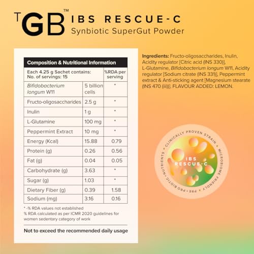Image of The Good Bug Ibs Rescue C Supergut Powder For Constipation Relief & Irritable Bowel Syndrome|Pre & Probiotic Supplement For Men & Women|5 Billion Cfu Of Strains|15 Days Pack