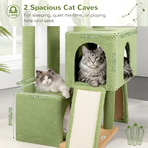 Image of Globlazer Heavy Duty Cat Tree 78 inch Sturdy Cactus Cat Tower for 20lbs Large Adult Cats, Symmetrical Aesthetic Big Cactus Cat Tree with Extra Large Platform, 2 Scratching Boards, Z78, Green