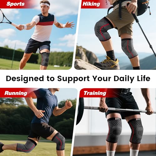 Image of ZOYER 2 Pack Knee Brace for Women & Men, 3D-Knitted Knee Compression Sleeve with Enhanced Patella Gel Pad, Knee Support for Knee Pain, ACL, Meniscus Tear, Joint Pain Relief (Small)