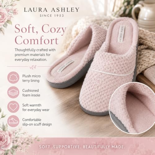 Image of Laura Ashley Women's Spa Slip-On Rugged Scuff Slipper, Non-Slip House Slippers with Cushioned Insole for Ladies