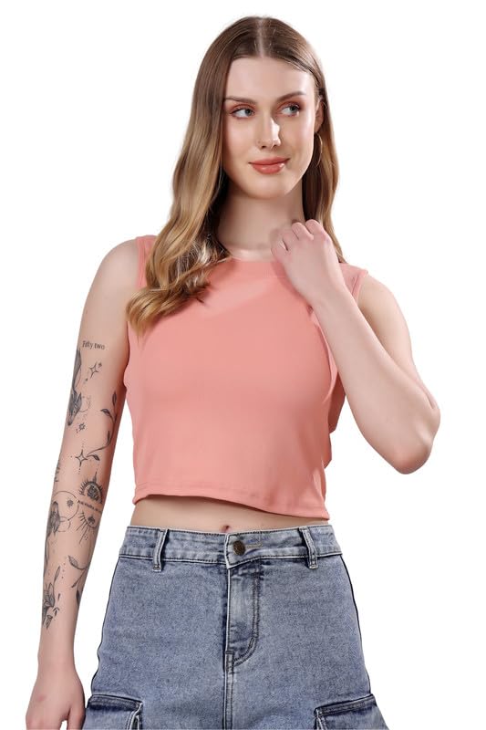 London Hills Women’s & Girls’ Solid Crop Tank Top || Slim fit Tank top || Stretchable Crop top || Rib Tops for Women || Women Ribbed Tops || Women’s & Girls’ Solid Ribbed Slim Fit Crop Tank Top